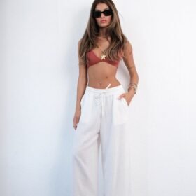 Aksesuar Detay Keten Pantolon