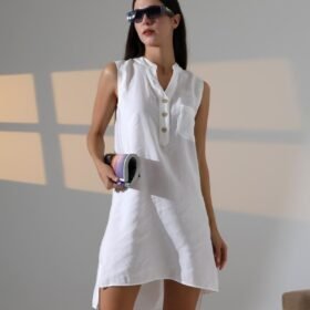 Düğme Detaylı Mini Elbise