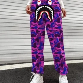 Bape Shark Dijital Baskılı Eşofman Altı - Mor