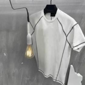 Unisex Karoyaka Dikişli Oversize T-Shirt - Beyaz