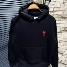 Unisex Kapşonlu Baskılı Sweetshirt - Siyah