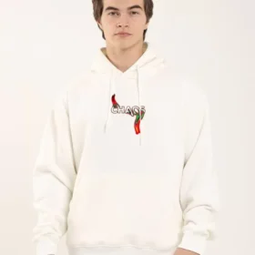 Unisex Baskılı Oversize Üç İplik Kapüşonlu Sweatshirt - Beyaz