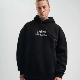 POLIZEI Premium Kalite Kapşonlu Dijital Patchli SweatShirt - Siyah