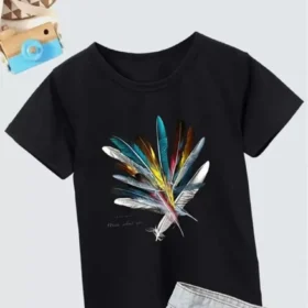 Kız Çocuk Baskılı T-Shirt- Siyah