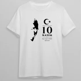 10 Kasım Atatürk Baskılı T-shirt - Beyaz