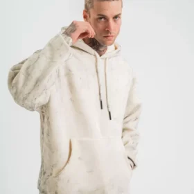 Unisex Double Oversize Kapşonlu Yıkamalı SweatShirt - Krem