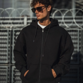 Oversize Tam Fermuarlı Uzun Kol Hırka - Siyah