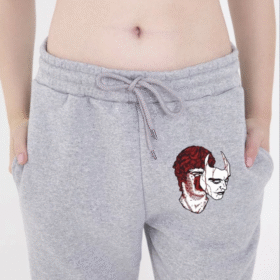 Lastikli Baskılı Eşofman Pantolon - Gri