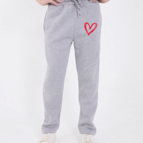 Oversize Boru Paça Baskılı Eşofman Pantolon - Gri