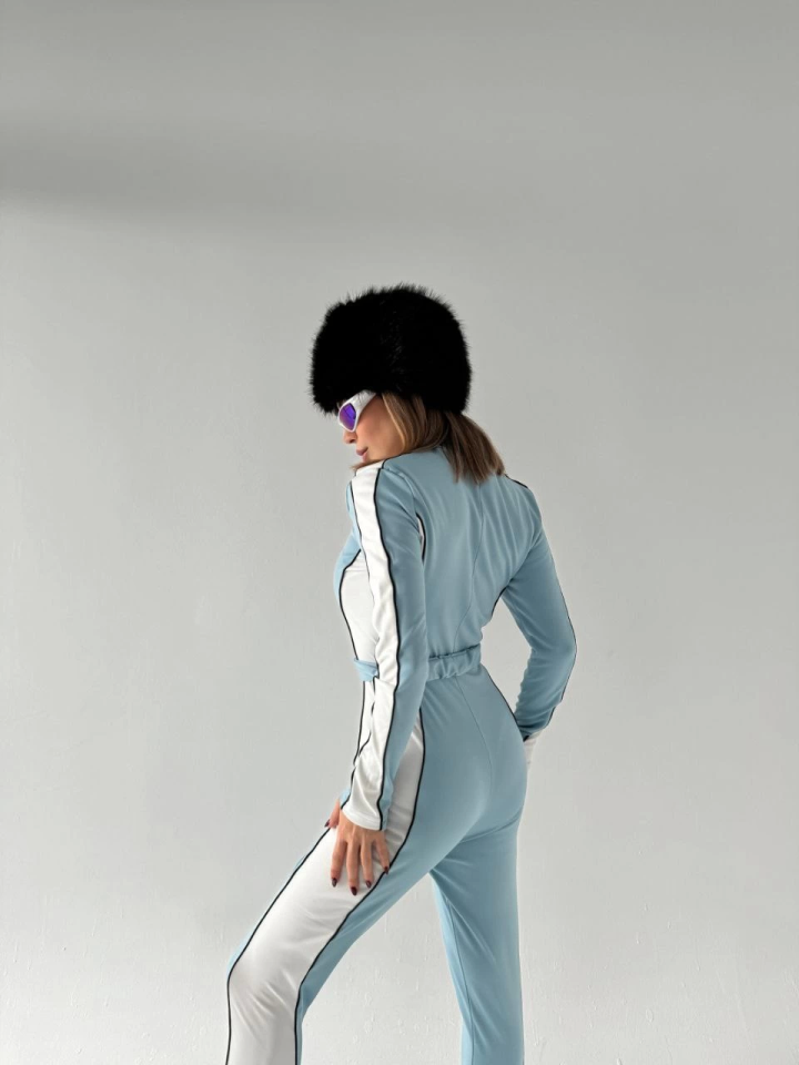 Kemer Detaylı Fermuarlı Tulum - Bebe Mavisi - Görsel 4