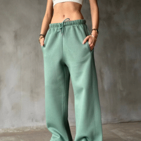 Palazzo Bol Paça Eşofman Pantolon - Yeşil