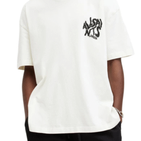 Erkek Baskılı Oversize T-shirt - Beyaz