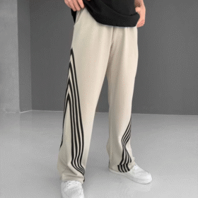 İki İplik Kumaş Şeritli Alt Esofman - Bej