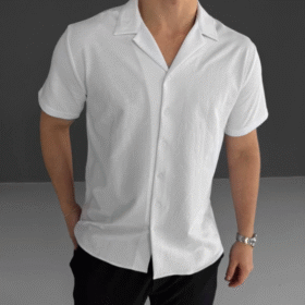 İki İplik Kumaş  Gömlek - Beyaz