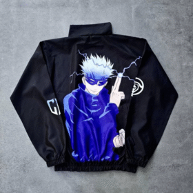 Fermuarlı Dijital Baskılı Rüzgarlık - Siyah