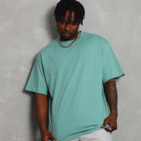 Unisex Oversize Düz Bisiklet Yaka T-Shirt - Mint Yeşili