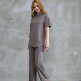 Osy Modal Yumuşak Dokulu Kumaş Bisiklet Yaka Taş Detaylı Kısa Kollu Takım - Vizyon