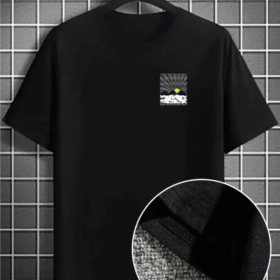 Erkek Dağ Grafikli Tişört, Yaz Için Büyük Beden Rahat T-shirt - Siyah