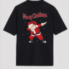 Merry Christmas Baskılı Noel Babalı T-shirt - Siyah