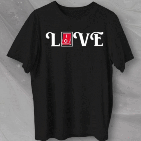 Sevgililer Günü İçin Özel Tasarım Love Baskılı T-shirt - Siyah