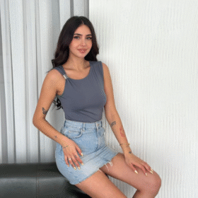 Osy Modal Yumuşak Dokulu Kumaş Bisiklet Yaka Sıfır Kol Bluz Omuz Toka Aksesuar Detaylı - Antrasit