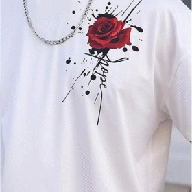 Erkek Bisiklet Yaka Kısa Kol Baskılı T-shirt - Beyaz