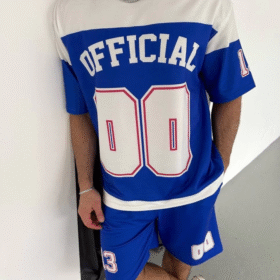 Dijital 00 Baskılı Şortlu Takım - Mavi