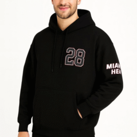 Üç İplik Kapüşonlu Ön Ve Arka Baskılı SweatShirt Hoodie - Siyah