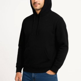 Erkek Üç İplik Kapüşonlu Kanguru Cepli SweatShirt Hoodie - Siyah