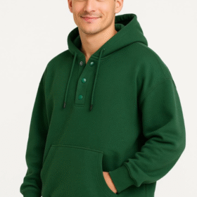 Erkek Ovarsize Kapüşonlu Swetshirt Kanguru Çepli Cıtcıtlı 3 Iplik Şardonlu Hoodie - Haki