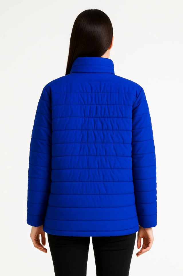 Bomber Mont Ceket – Su İtici Kumaş, Kapitone Astarlı, Fermuarlı, Kışlık - Saks Mavisi - Görsel 3