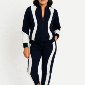 Premium Parçalı Eşofman Takım - Dik Yaka Fermuarlı Sweatshirt - Siyah