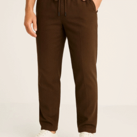 Erkek Keten Pantolon – Cepli, Beli Lastikli Ve Bağcıklı, Nefes Alan Rahat Kalıp, Yazlık Ve Baharlık Günlük Giyim, Şık - Konforlu Boru Paça Model - Kahverengi