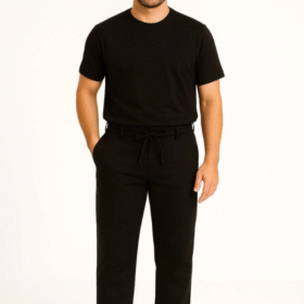 Erkek Diagonel Mikro Dokulu Cepli Pantolon - Siyah