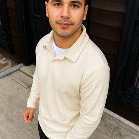 Erkek Fitilli Polar Sweatshirt – Düğmesiz Polo Yaka, Oversize Rahat Kalıp, Kalın Polar Kumaş, Kışlık Ve Baharlık Şık Günlük Üst - Beyaz