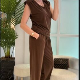 Kadın Vatkalı Düşük Kol Rahat Kesim İkili Takım