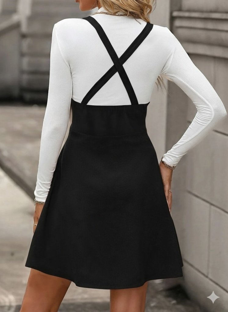 Kadın Askılı Düğmeli Mini Süet Elbise - Görsel 2