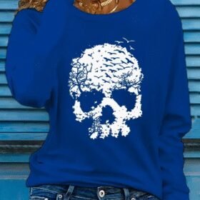 Kadın Uzun Kollu Bisiklet Yaka Ayçiçeği Desenli Viskon Bluz