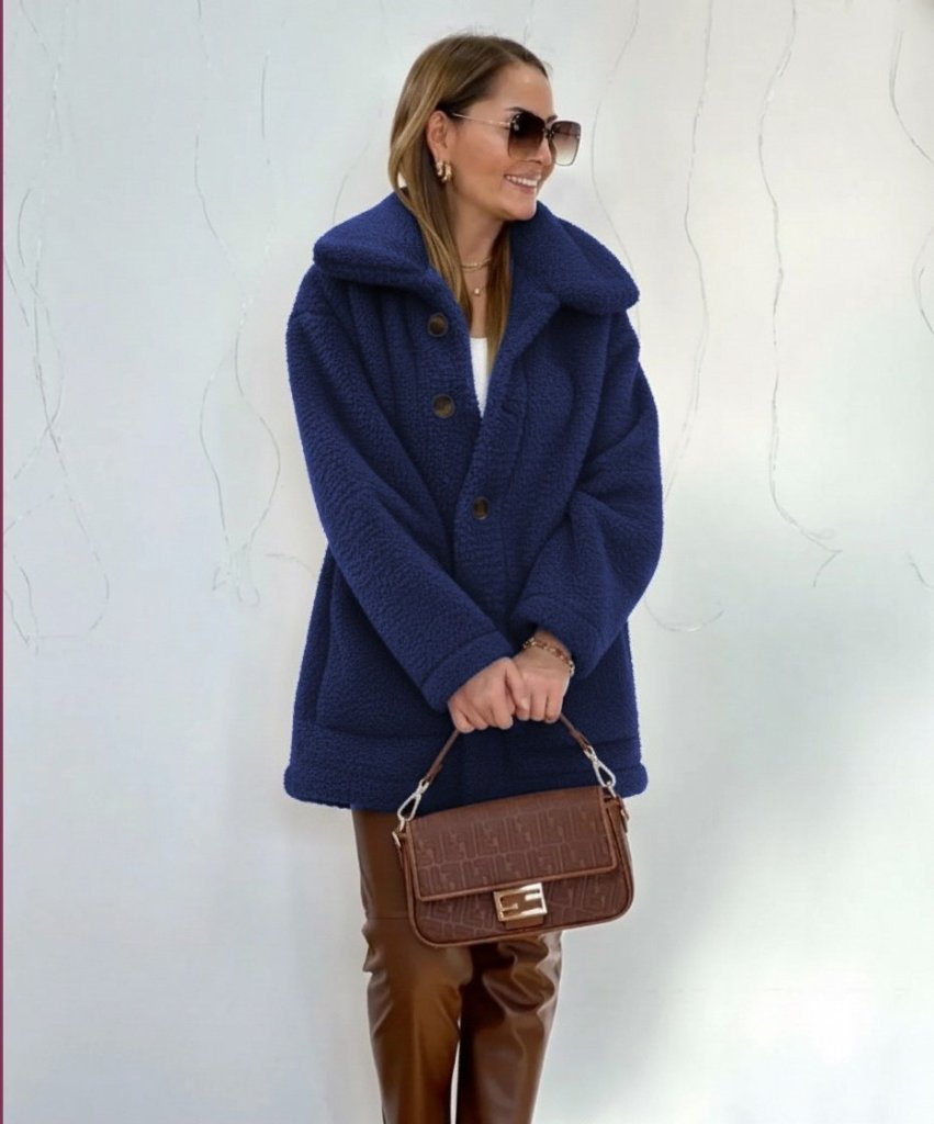 Kadın Uzun Kollu Yakalı önden Düğmeli Welsoft Kaban - Görsel 3