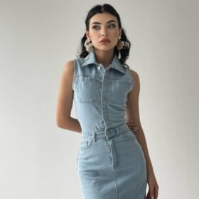 Meldia Jean Sıfır Kollu Elbise