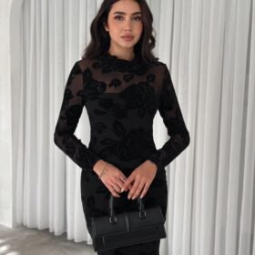 Kadin Dantel Detay Mini Kalem Elbise