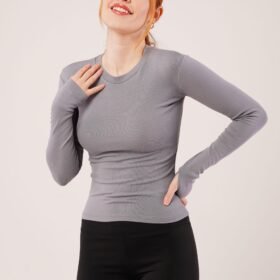 Uzun Kollu Basic Gri Bluz