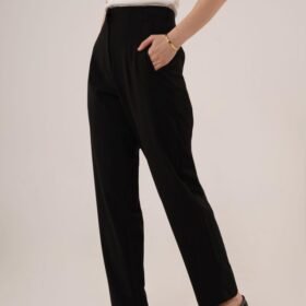 Çift Pens Detaylı Siyah Pantolon