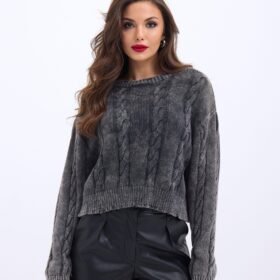 43331 TRİKO SAÇ ÖRGÜ KAZAK-ANTRASİT