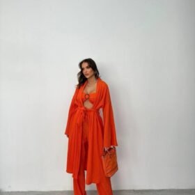 KRINKILL BÜSTİYER-PANTOLON-KİMONO TAKIM - Orange