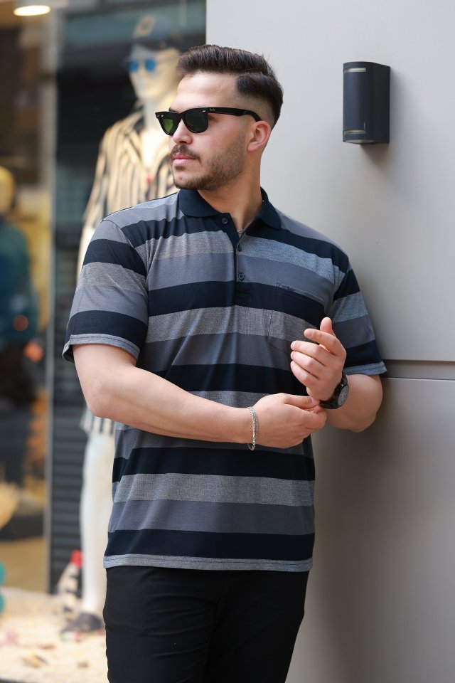 Erkek Yakalı çok Renkli Kısa Kollu T-shirt - Görsel 2