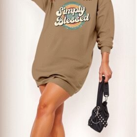 Kadın Uzun Kollu Bisiklet Yaka Yazılı Viskon Iki Iplik Elbise