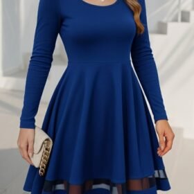 Etek Tül Detay Krep Elbise