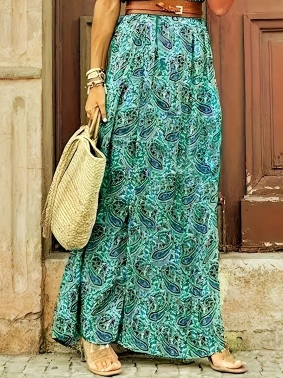 Kadın Kısa Kollu V Yaka Etnik Desenli Yırtmaç Detay Süprem Elbise (kemersiz) - Görsel 3