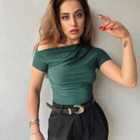 Kadın Sandy Kumaş Düşük Omuz Bluz